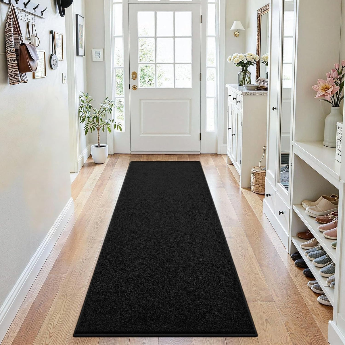 ISEAU 2x6 Soft Runner Rug for Hallway, Washable and Non-Slip, Black