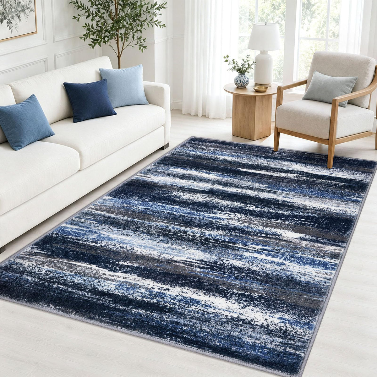 Lansny Abstract Washable 2x6 Runner Rug Non Slip Runners for Hallway