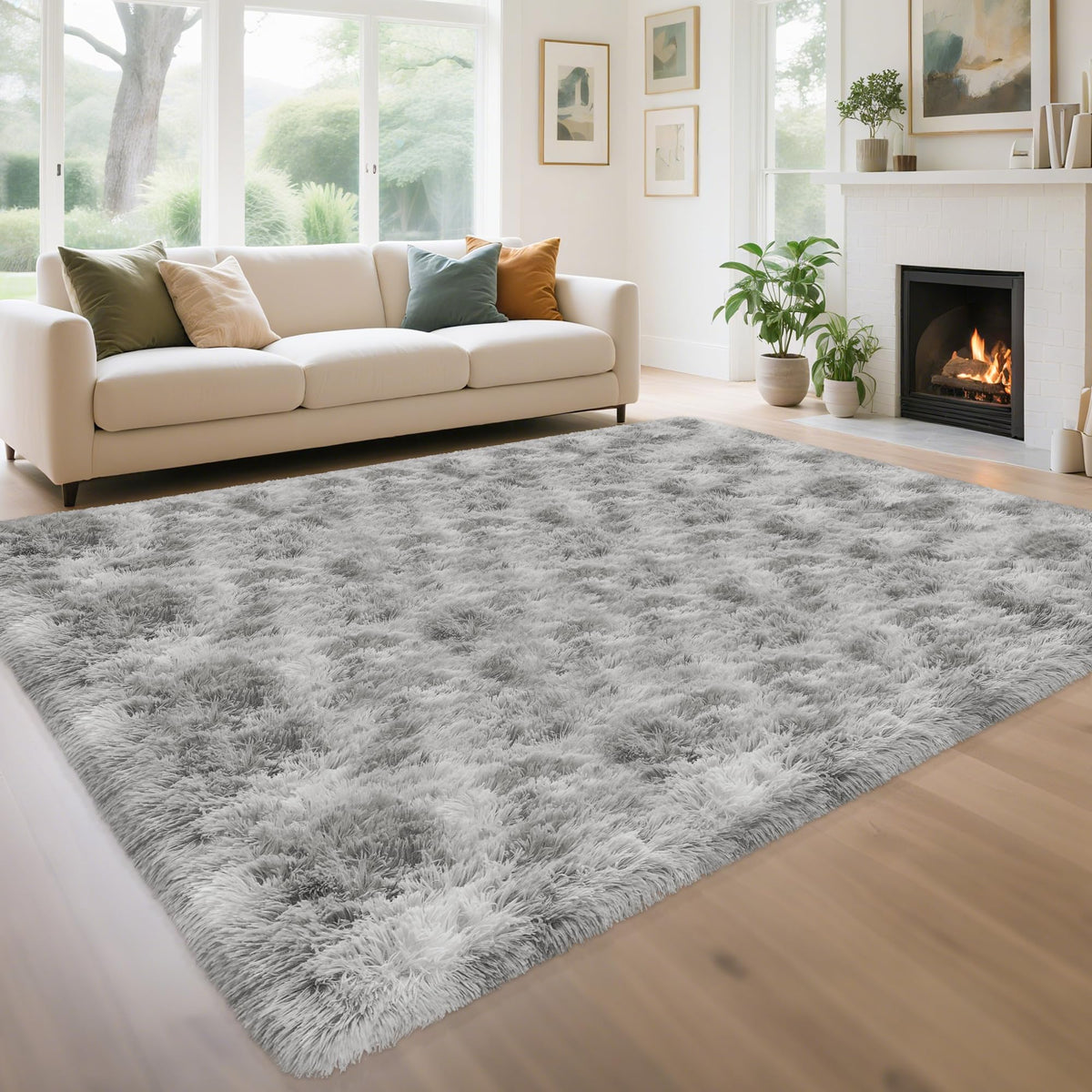 Soft Fluffy Beige Runner Rug for Bedroom, Bedside Long Rug Runner
