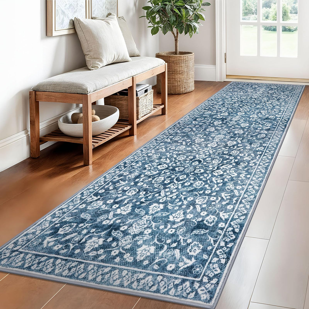 Vintage Washable Entryway Rug 2x3 Small Area Rug Non Slip Door Mat