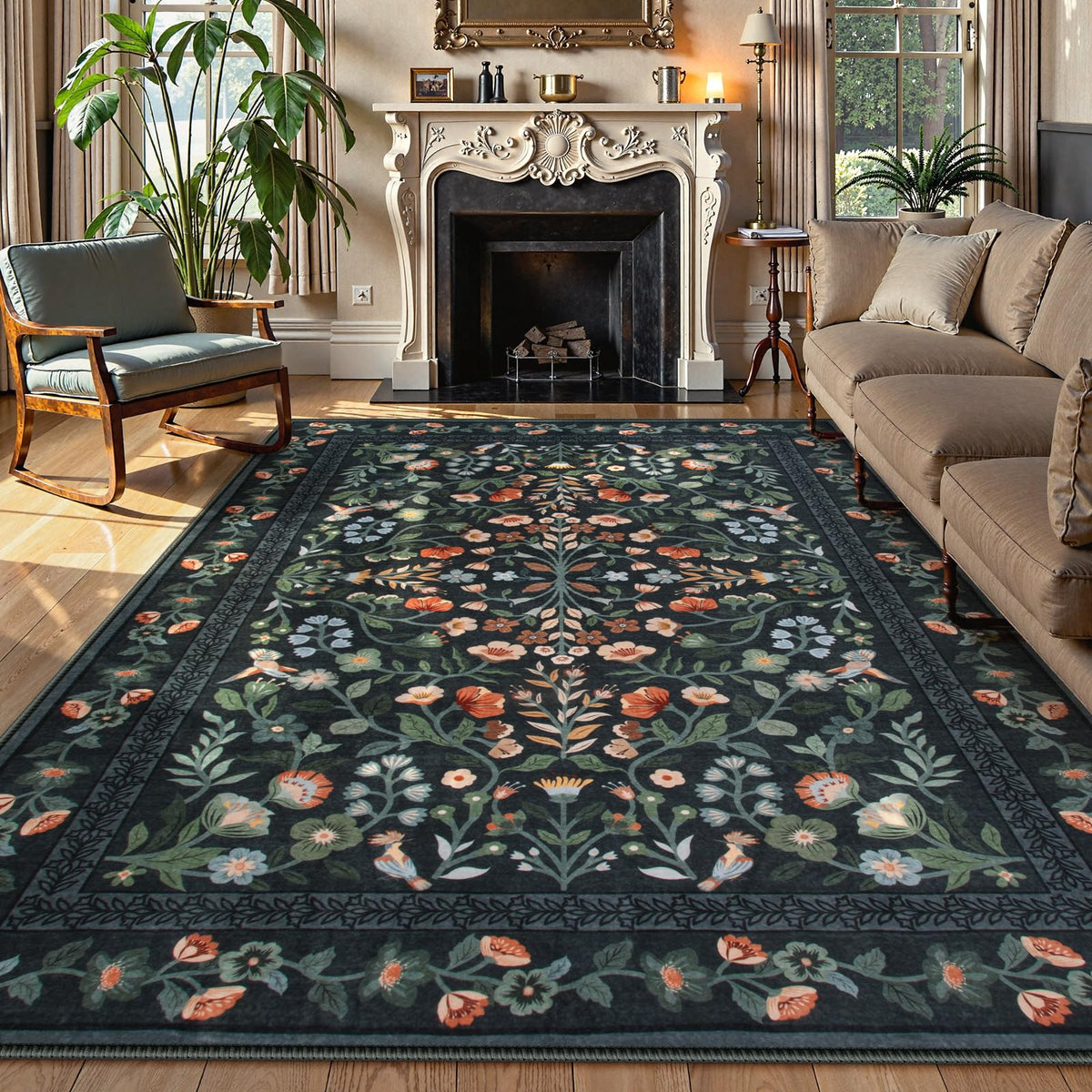 Lahome Floral Pink Bathroom Rug Runners for Hallways Non Slip 2x6