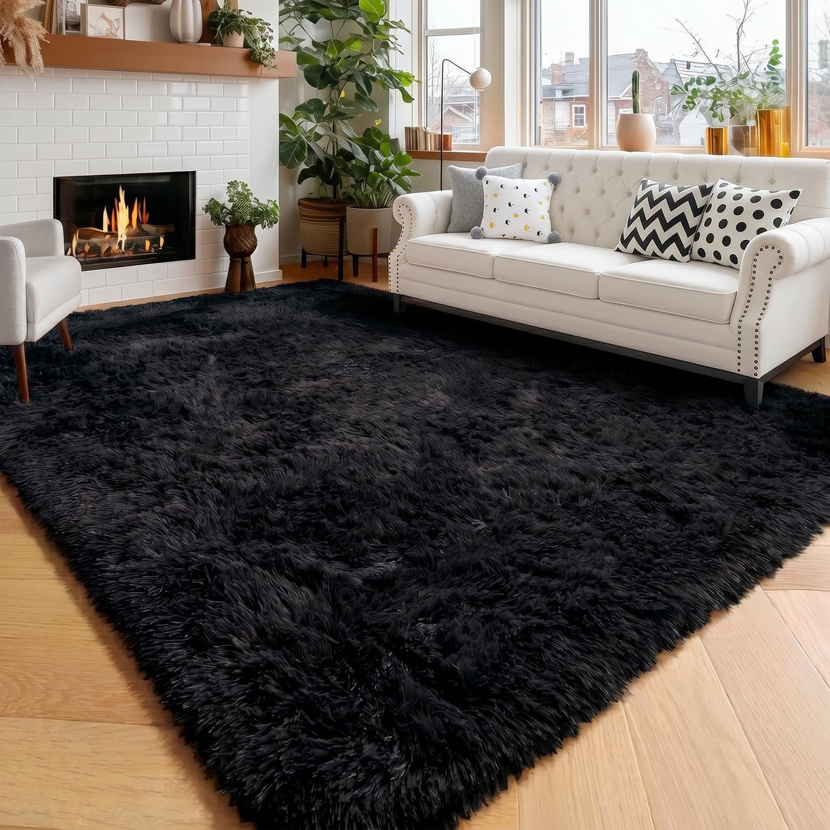 Amdrebio Burnt Orange Fall Shag Runner Area Rug 2x6 for Bedroom Living Room