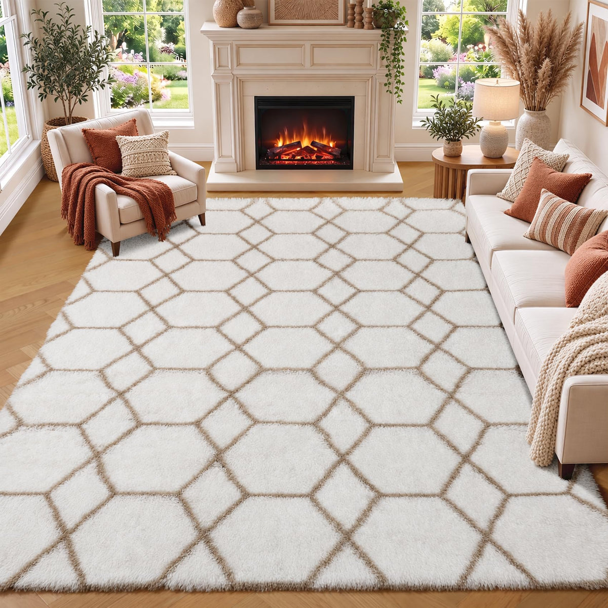 White Runner Rugs for Bedroom Living Room, Fluffy 2x6 Bedside Soft Area Rug