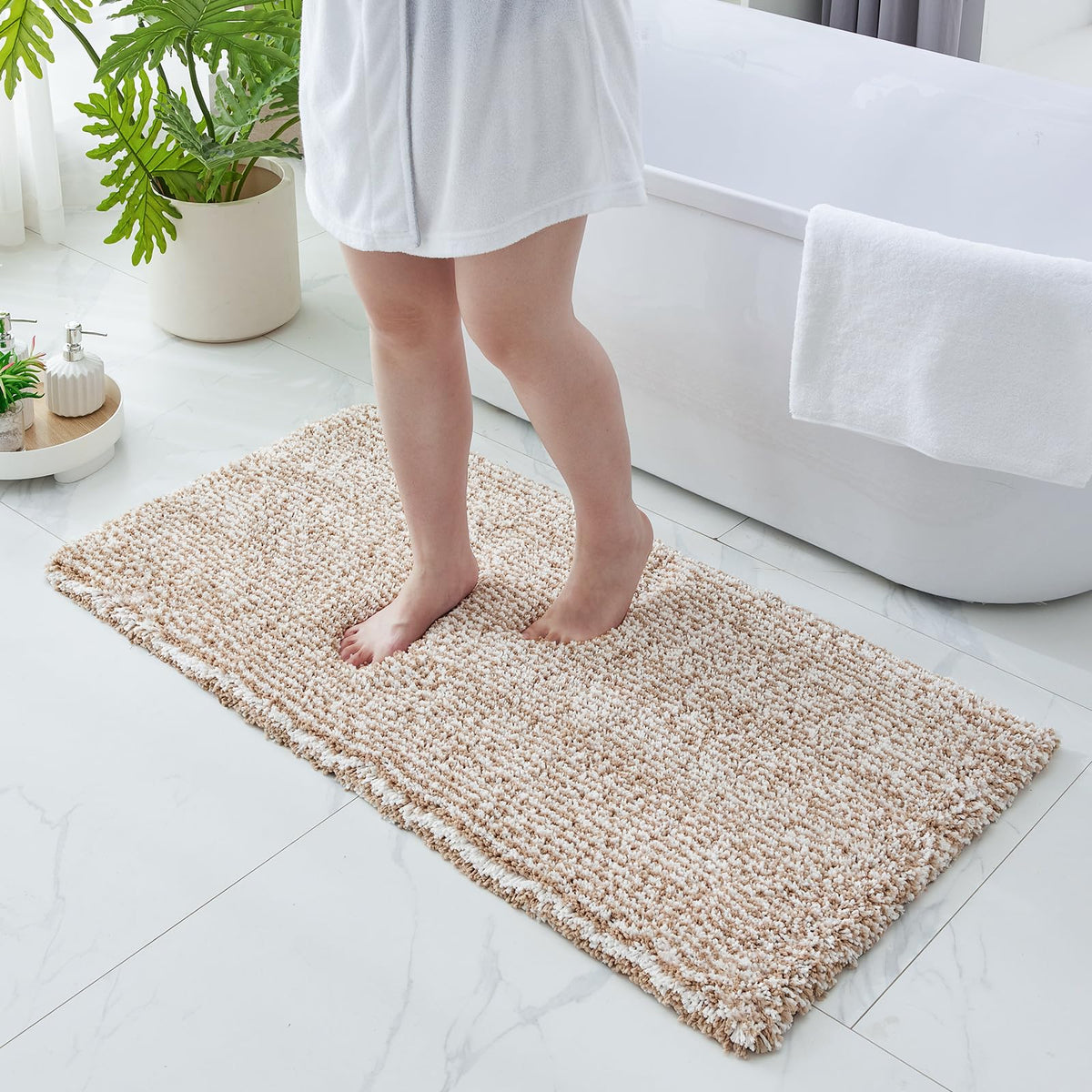 Microfiber Bathroom Rugs 24x17 Absorbent Soft Non Slip, Blue