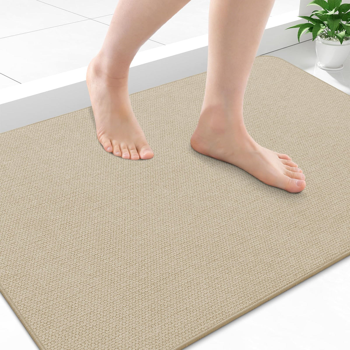 Smiry Ultra Thin Bath Mat 30X20, Non Slip Rubber Washable Bathroom Rugs