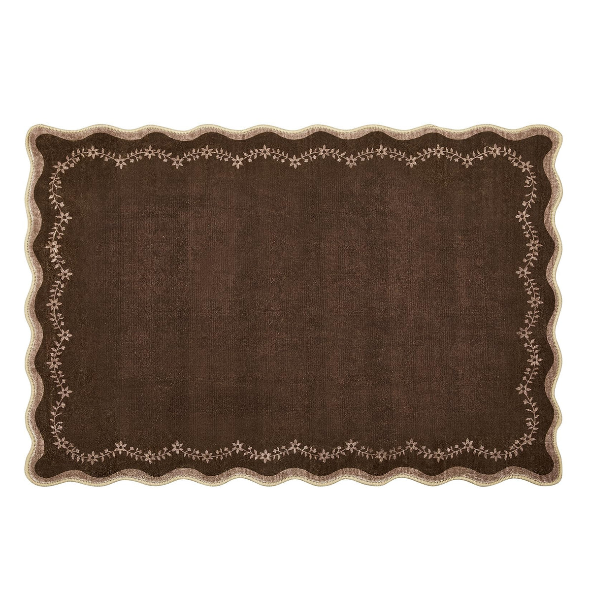GarveeHome 3x5 Scalloped Washable Area Rug Non Slip Bedroom Entryway Rug