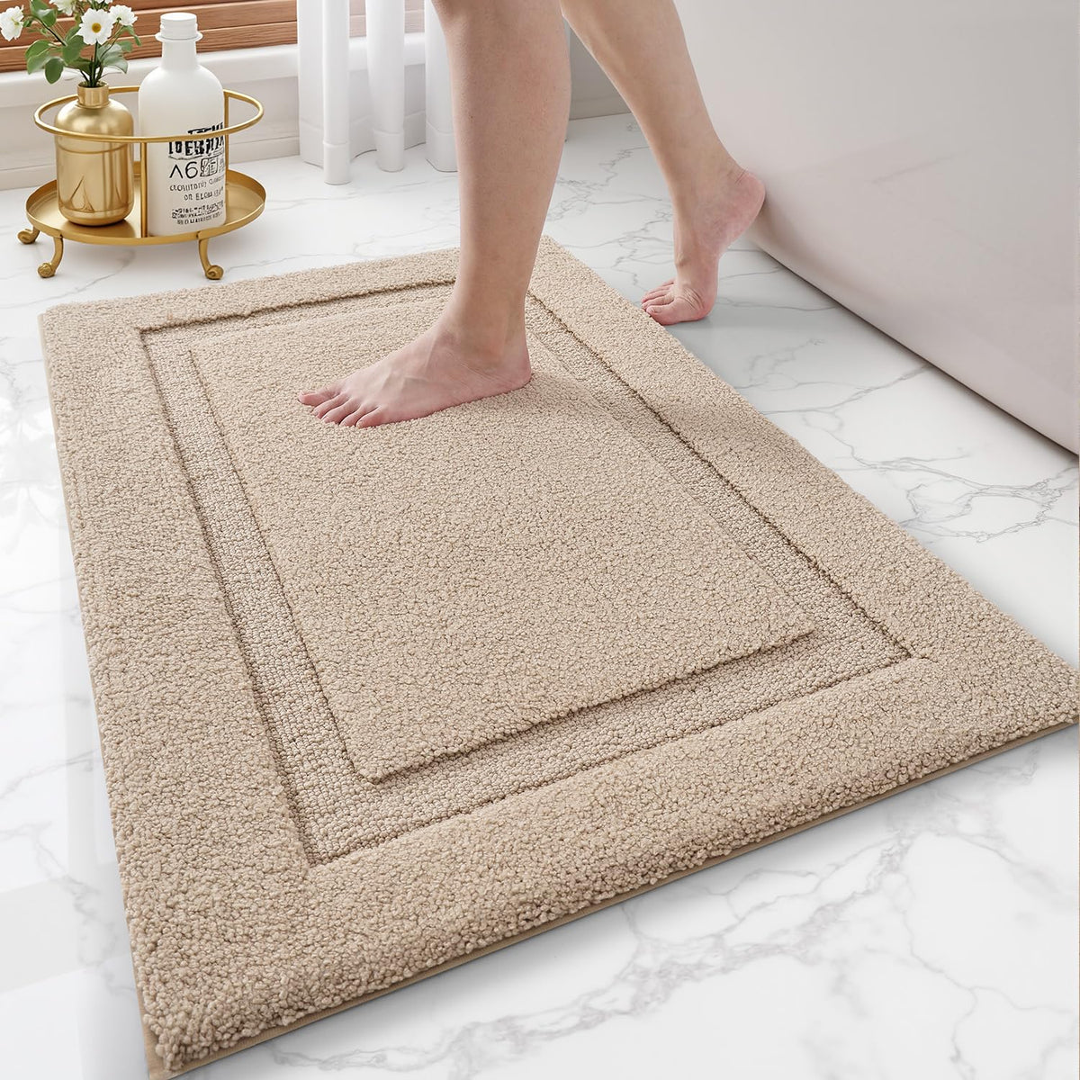 LUMI Ultra Soft Bathroom Rugs Absorbent, Non Slip Bath Mat 24x36, White
