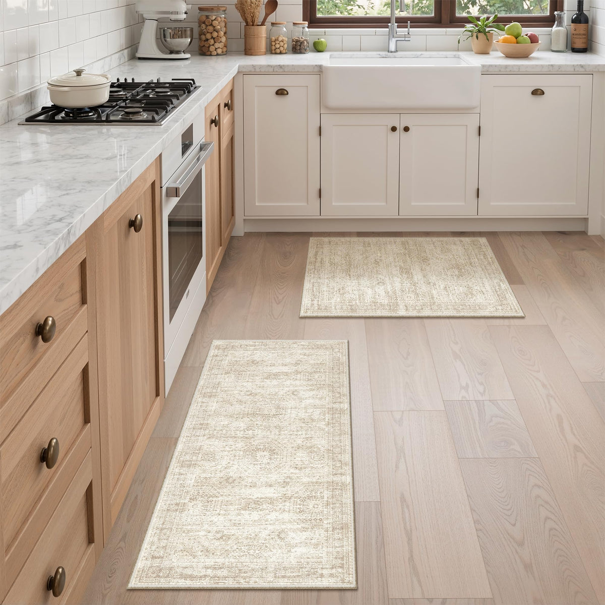 2x8 Runner Rug Non Slip,Washable Hallway Runner Rug,Beige