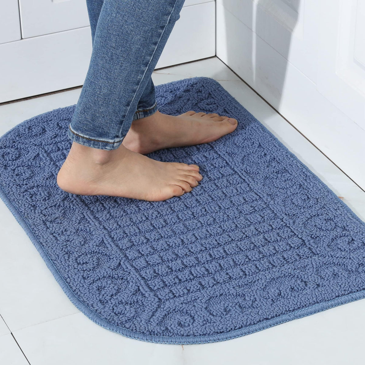 COSY HOMEER 27x18 Half Round Kitchen Rug,Non Slip Washable Mat,Burgundy 1PC