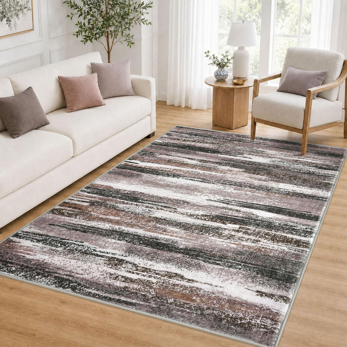 Lansny Abstract Washable 2x6 Runner Rug Non Slip Runners for Hallway