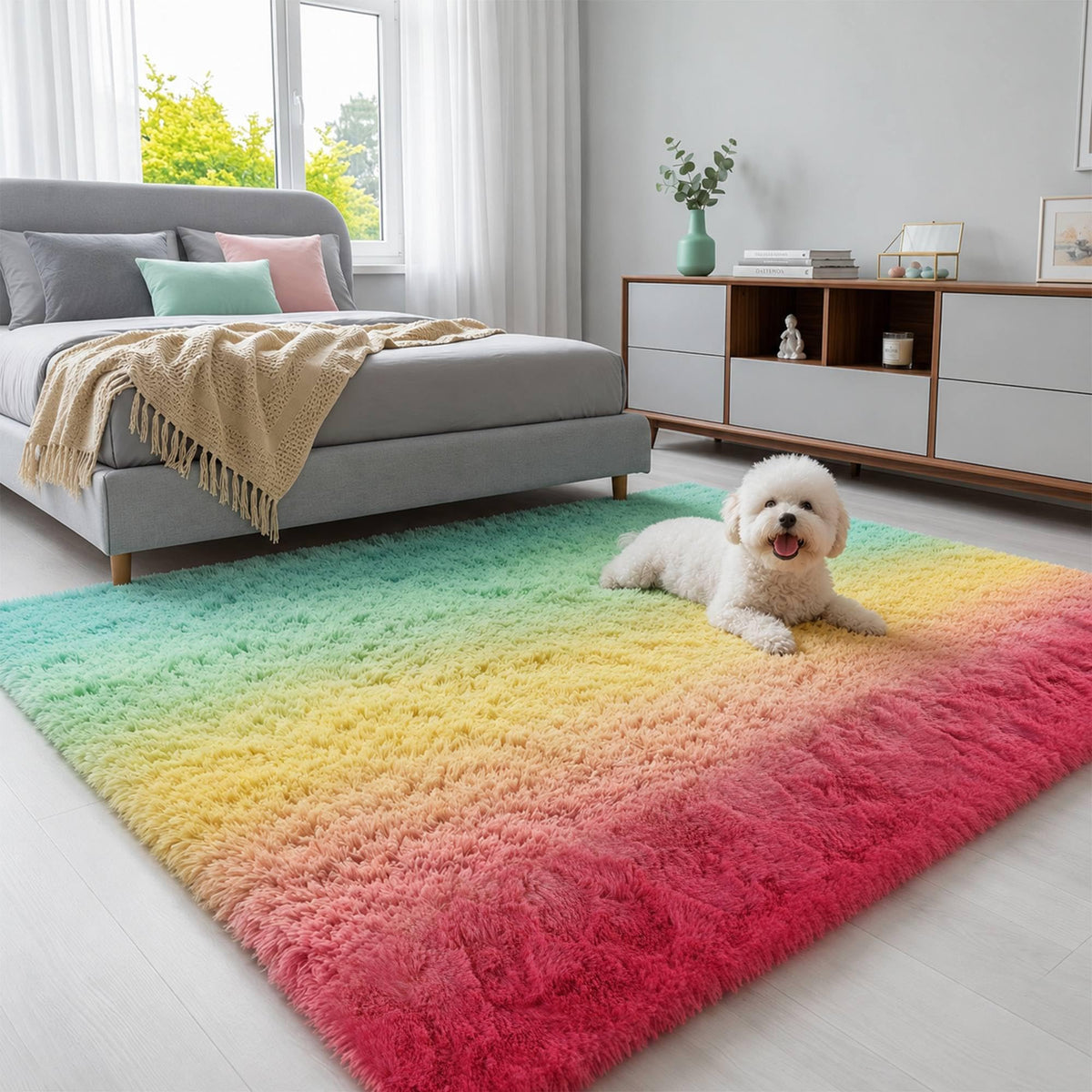 Baby Pink Fluffy Area Rug, Soft Washable, 2x5 Ft for Bedside