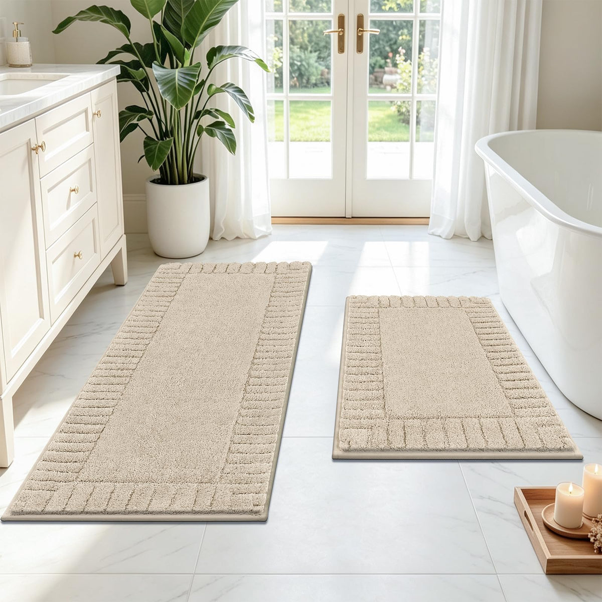 Pauwer Bathroom Rugs Sets 3 Piece, Microfiber Bath Mat Set, Dark Grey