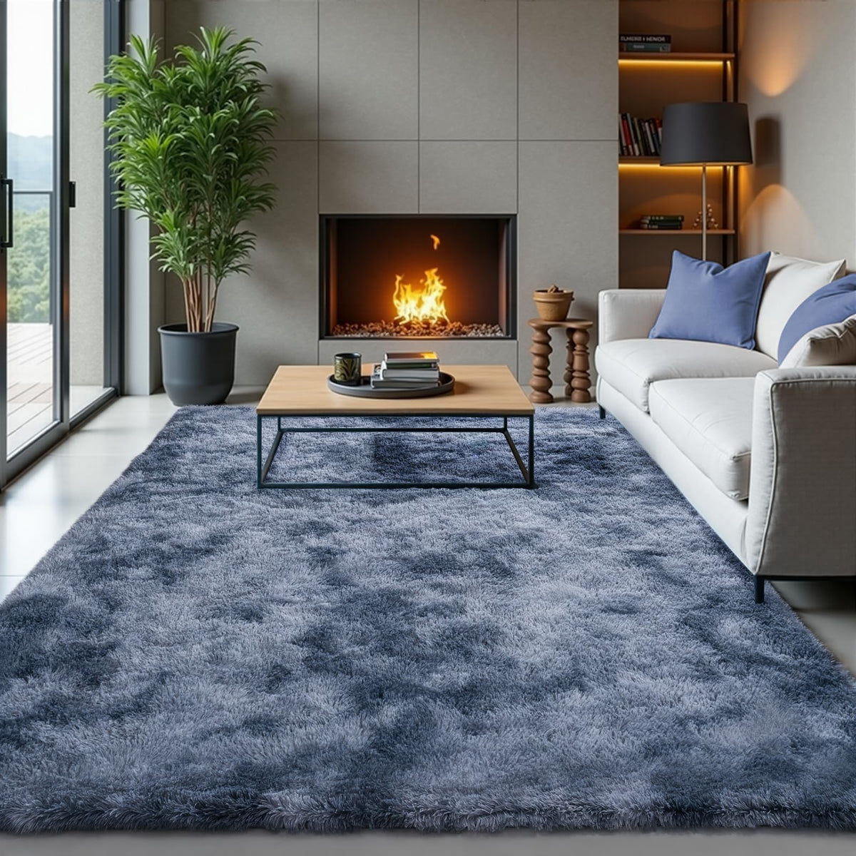 Zentavio 2x6 Runner Rugs for Hallway Shag Soft Bedroom Bedside Rugs Non Slip Fluffy Carpet for Kids Girls Boys Home Decor Aesthetic Dorm Nursery Tie-Dyed Black Grey