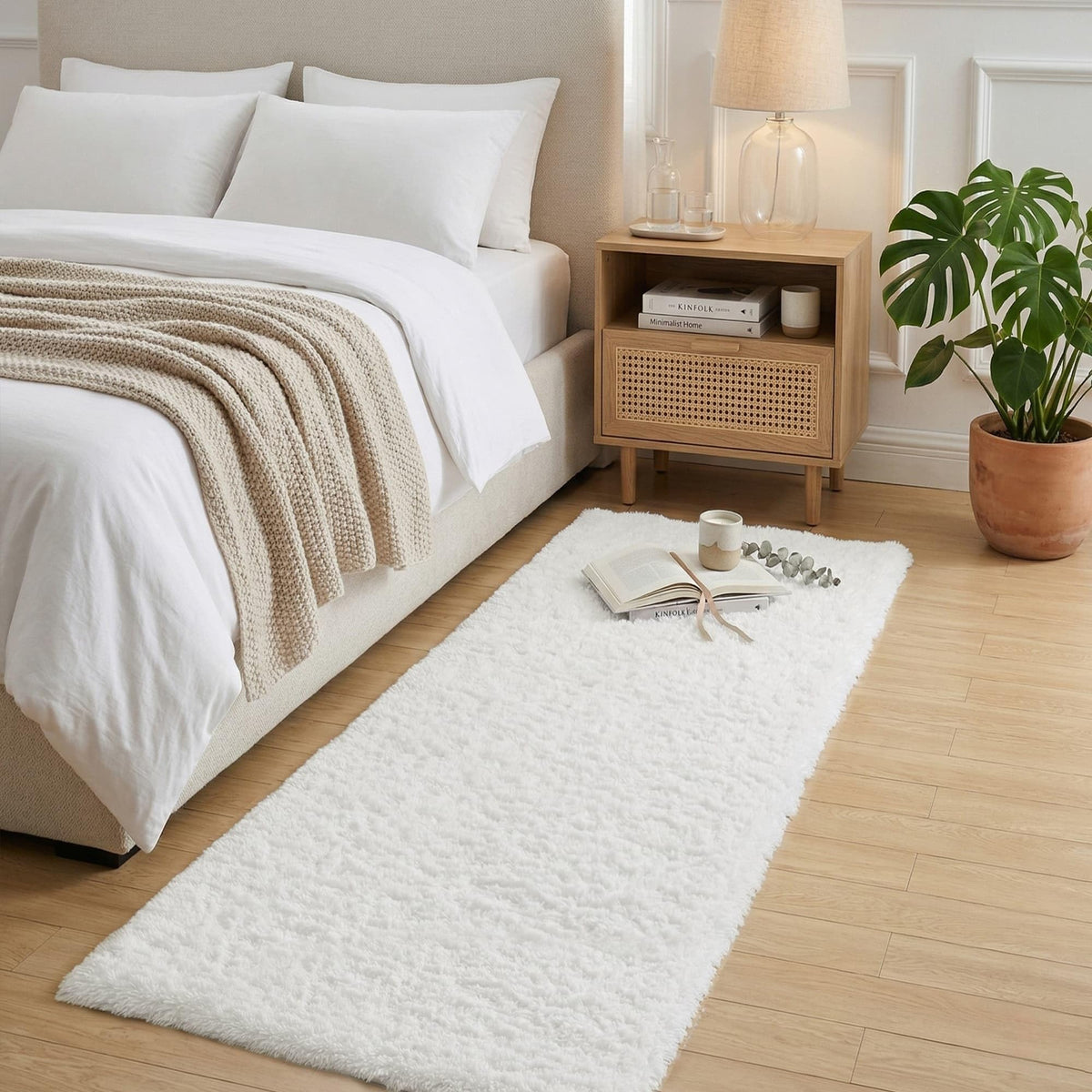 Baby Pink Fluffy Area Rug, Soft Washable, 2x5 Ft for Bedside