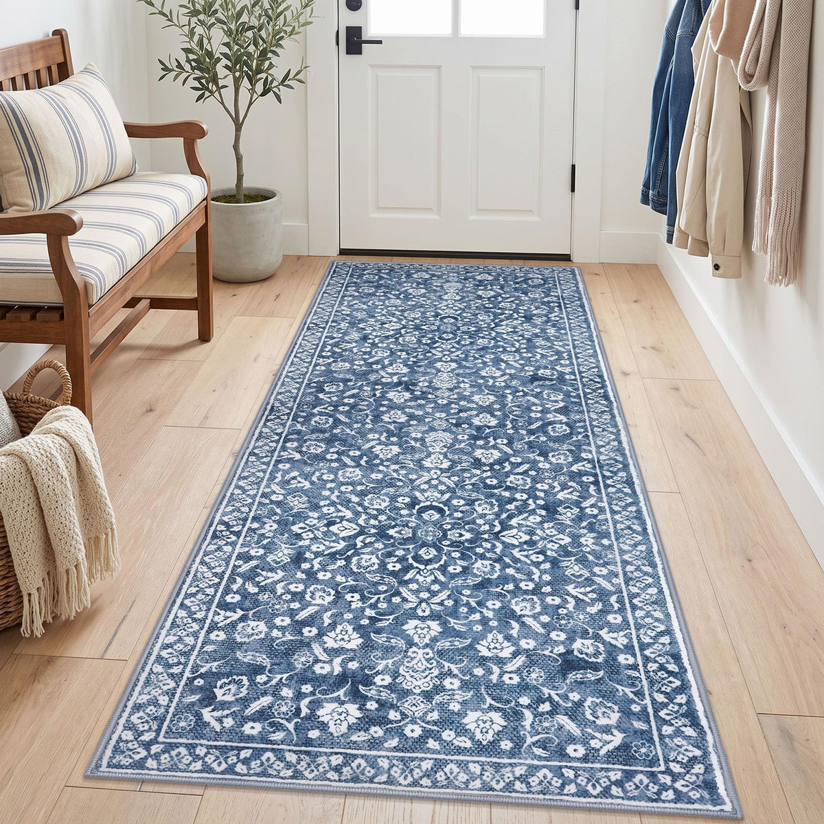 Vintage Washable Entryway Rug 2x3 Small Area Rug Non Slip Door Mat