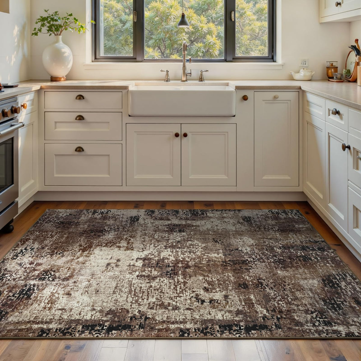 Ompaa 2x6 Rug Runners for Hallways Kitchen Runner Rug Non Slip Washable Grey Long Runner Rugs with Rubber Backing Soft Abstract Carpet Runner for Hallways, Kitchen, Bedroom, Bathroom, Entryway