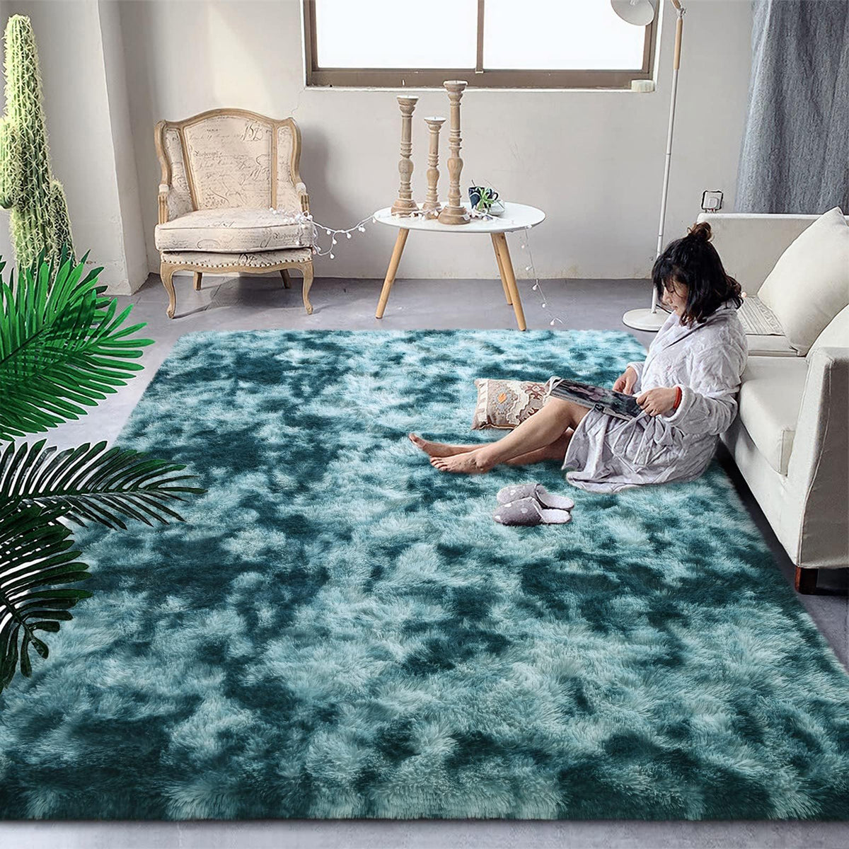 DweIke Fluffy Sage Green Runner Rugs for Bedroom, 2x6 Feet Soft Plush Long Runners for Girls Boys Kids, Non-Slip and Machine Washable Bedside Rug, Small Throw Carpet for Hallway Rooms Decor