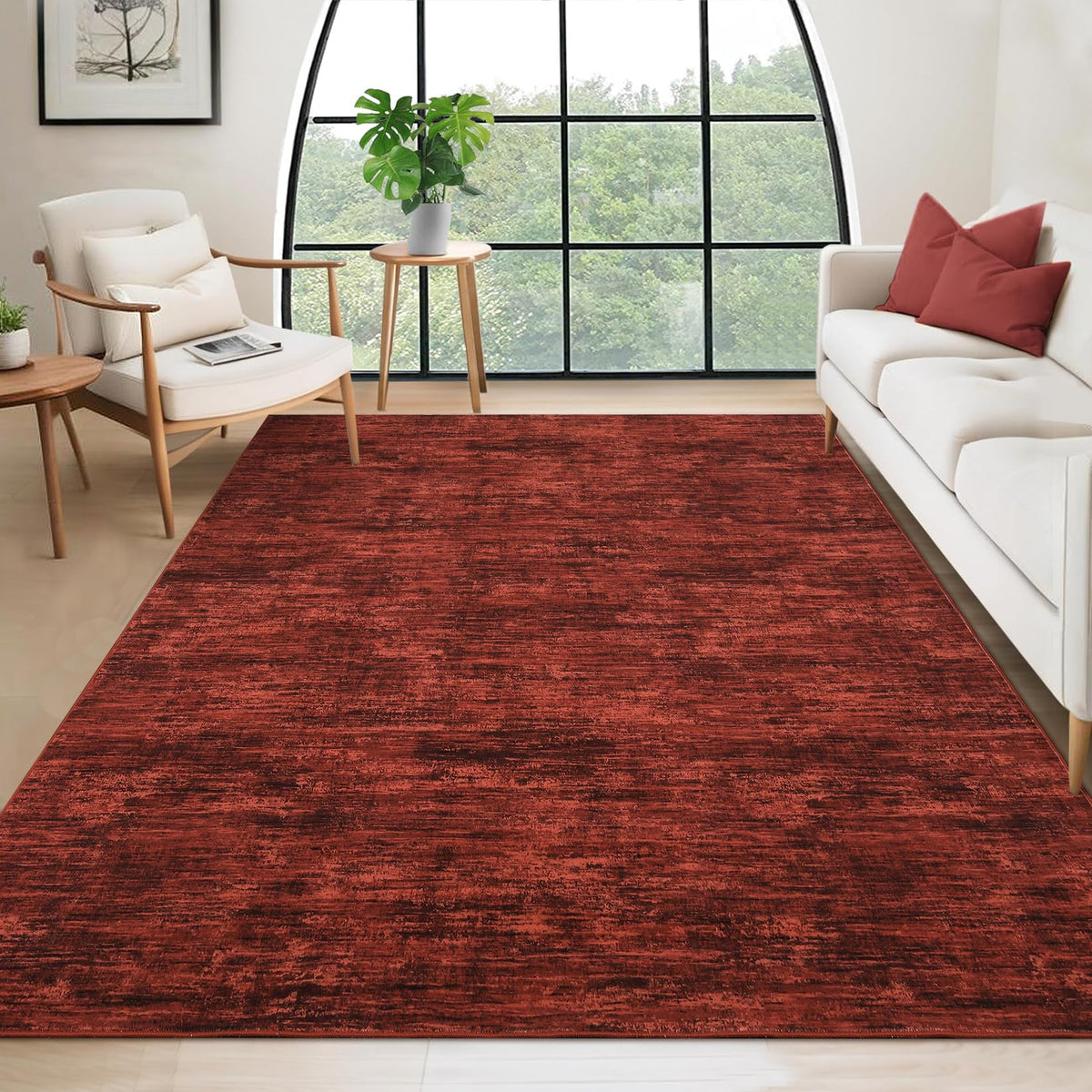 RUGSREAL Small Area Rug 2x3 Entryway Mat with Rubber Backing Stain Resistant Throw Carpet Modern Solid Color Bath Mat Contempowary Washable Rug for Living Room Bedroom Dining Room Kitchen, Beige 2x3