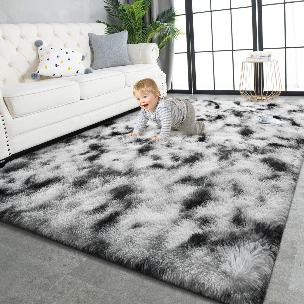 TWINNIS Super Soft Shaggy Runner Rugs Fluffy Carpets, 2x6 Feet, Indoor Modern Plush Area Rugs for Hallway Living Room Bedroom Kitchen Entryway, Upgrade Anti-Skid Rectangular Fuzzy Rug, Black