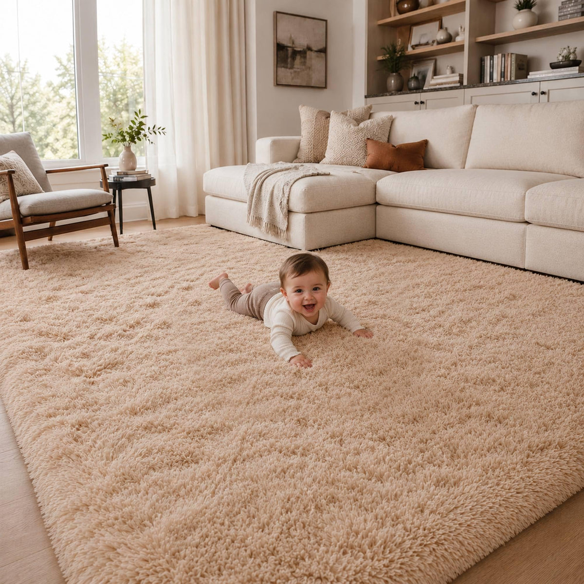 Baby Pink Fluffy Area Rug, Soft Washable, 2x5 Ft for Bedside