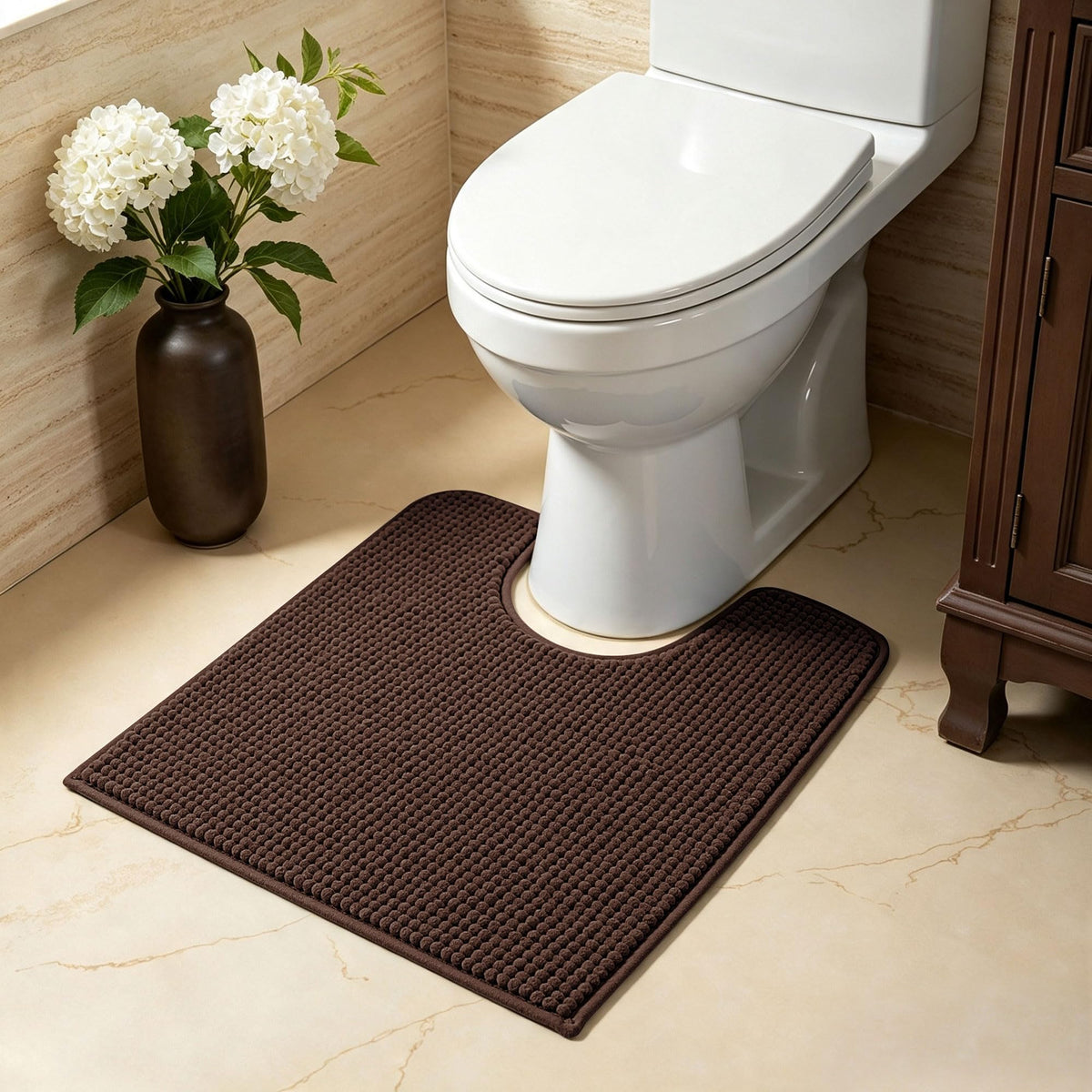 SUBRTEX Bathroom Rugs Chenille Bath Rug Soft Short Plush Bath Mat Soft Shower Mat Water Absorbent Shower Mat Quick Dry Machine Washable(White,18" x 24")