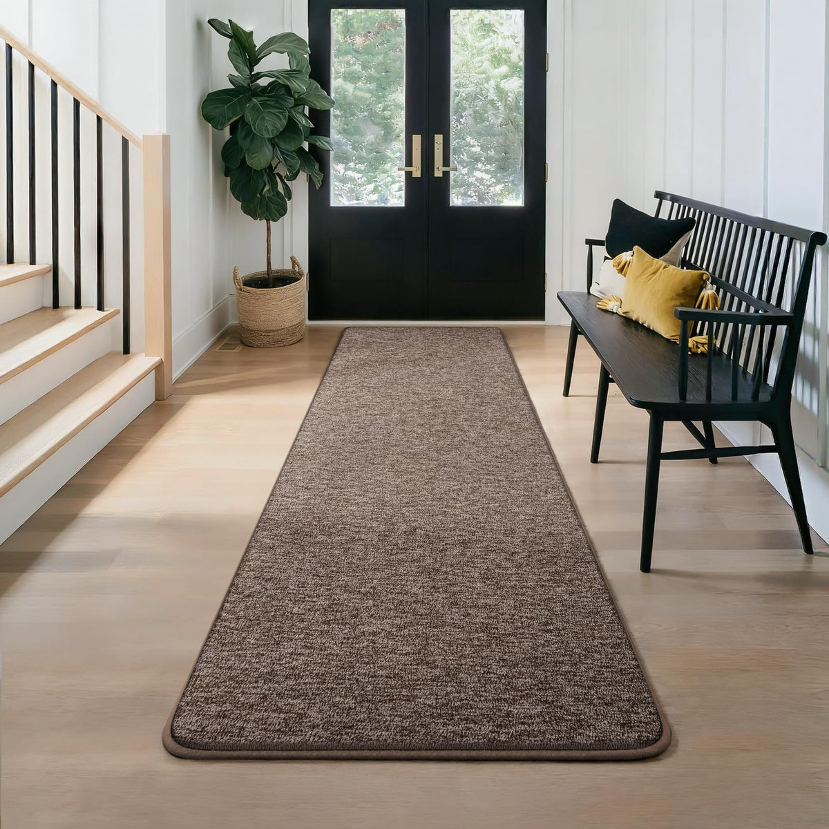 Modern Hallway Runner Rug, 2x6 Black Washable Non Slip Runner Rug