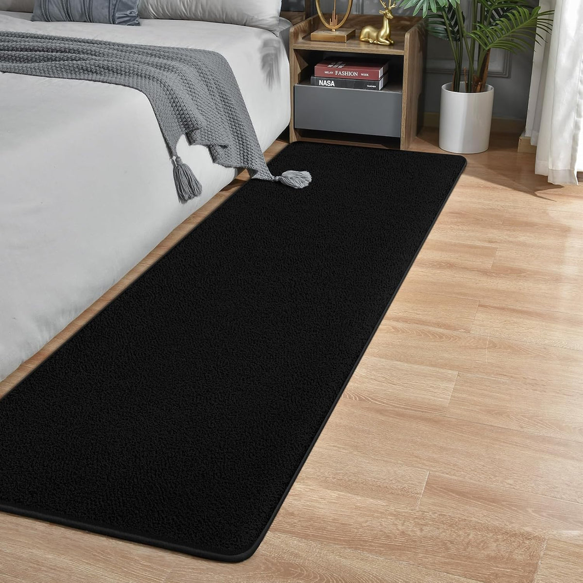 Modern Hallway Runner Rug, 2x6 Black Washable Non Slip Runner Rug