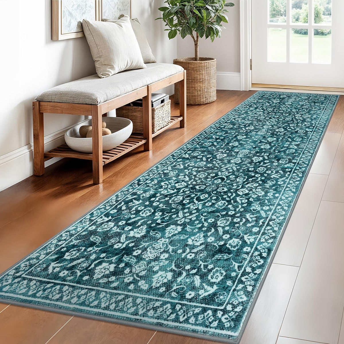Vintage Washable Entryway Rug 2x3 Small Area Rug Non Slip Door Mat