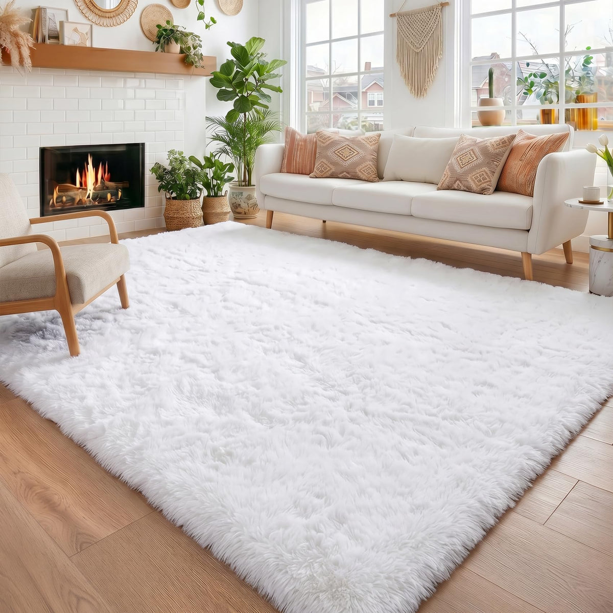 Amdrebio Burnt Orange Fall Shag Runner Area Rug 2x6 for Bedroom Living Room