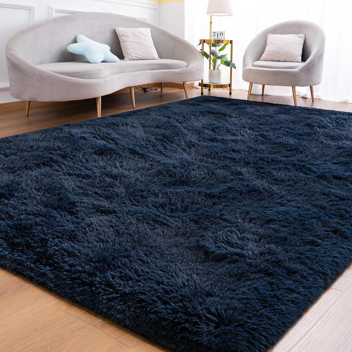 Goideal Fluffy Runner Rug for Bedroom Living Room, 2x6 Olive Green Bedside Rugs, Faux Fur Shag Modern Carpet Ultra Soft Girls Boys Room Home Decor, Solid