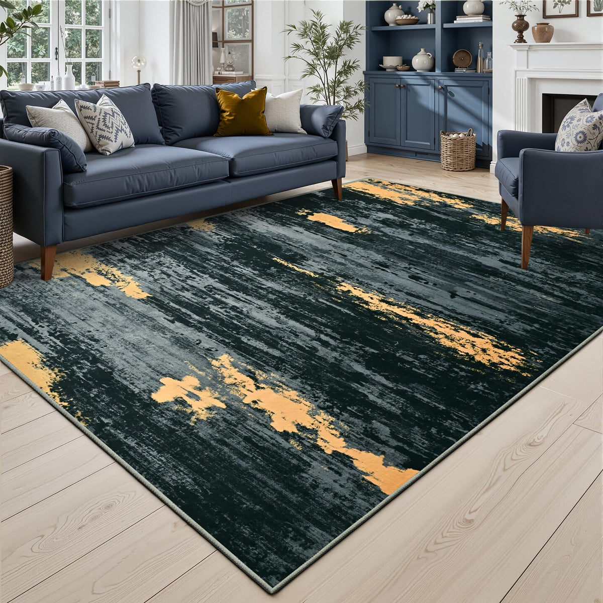 Toneed Washable 2x6 Non-Slip Runner Rug for Hallway Kitchen, Grey
