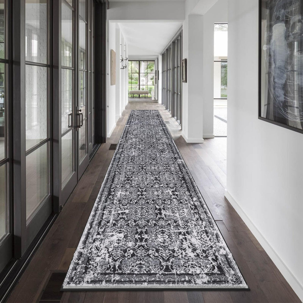 Vaukki Hallway Runner 2x6 ft, Grey Vintage Shaggy Soft Kitchen Rug