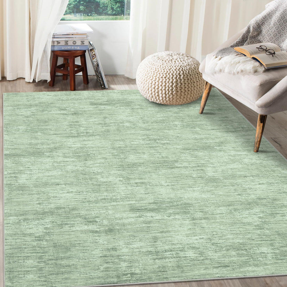 RUGSREAL Small Area Rug 2x3 Entryway Mat with Rubber Backing Stain Resistant Throw Carpet Modern Solid Color Bath Mat Contempowary Washable Rug for Living Room Bedroom Dining Room Kitchen, Beige 2x3