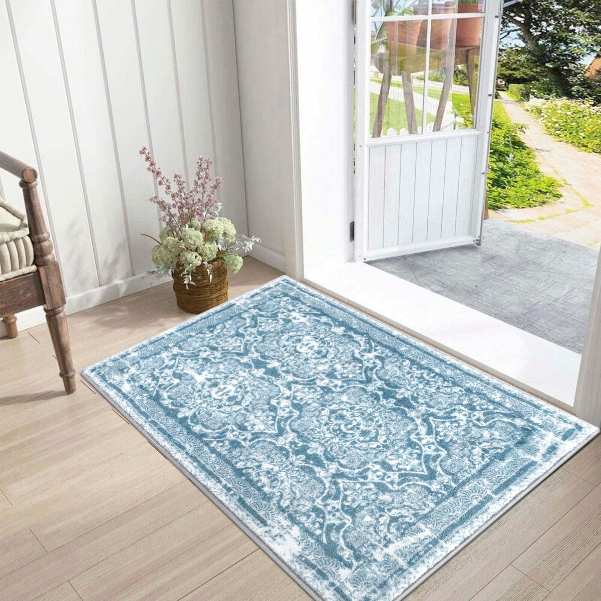 Vaukki Hallway Runner 2x6 ft, Grey Vintage Shaggy Soft Kitchen Rug