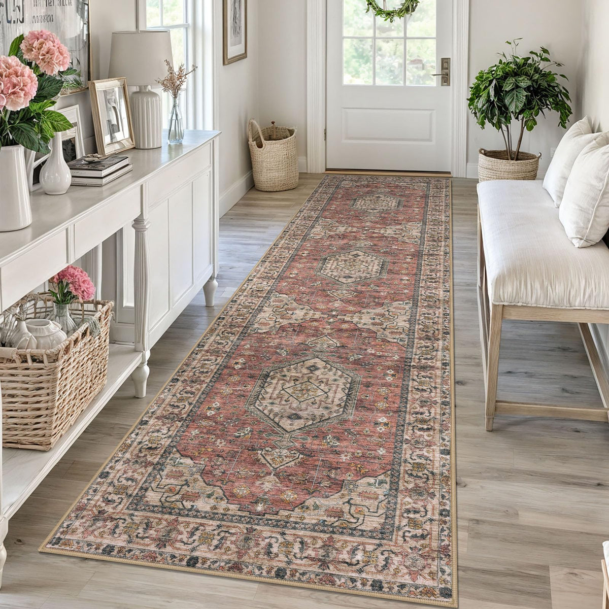 KUTA Entryway Rugs Indoor Washable Small Area Rug 2x3 Blue Entrance Carpet