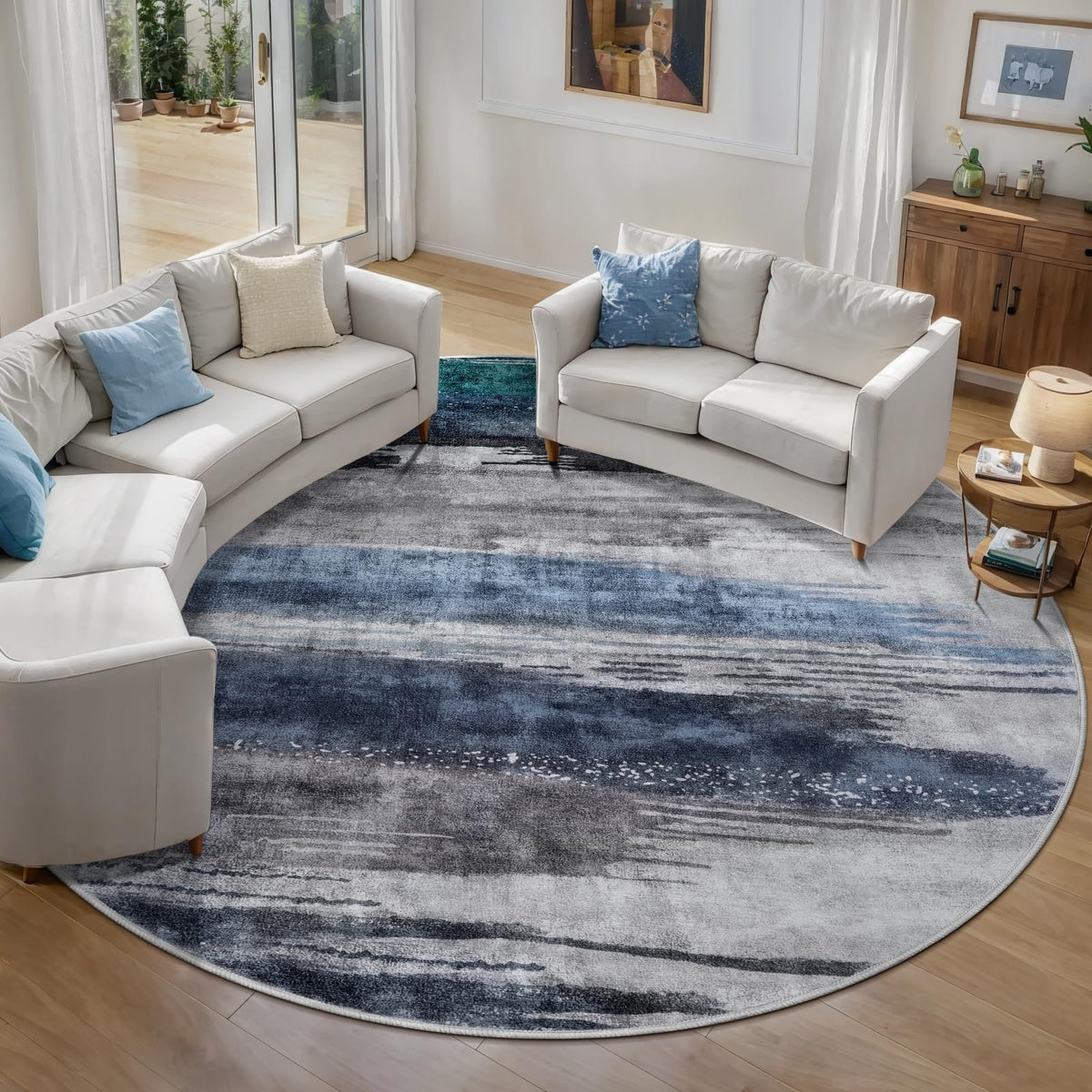 Ciicool Washable Area Rug 2x3 Entryway Rug, Modern Abstract Entry Mat Navy