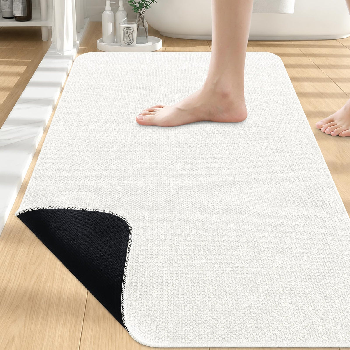 Smiry Ultra Thin Bath Mat 30X20, Non Slip Rubber Washable Bathroom Rugs