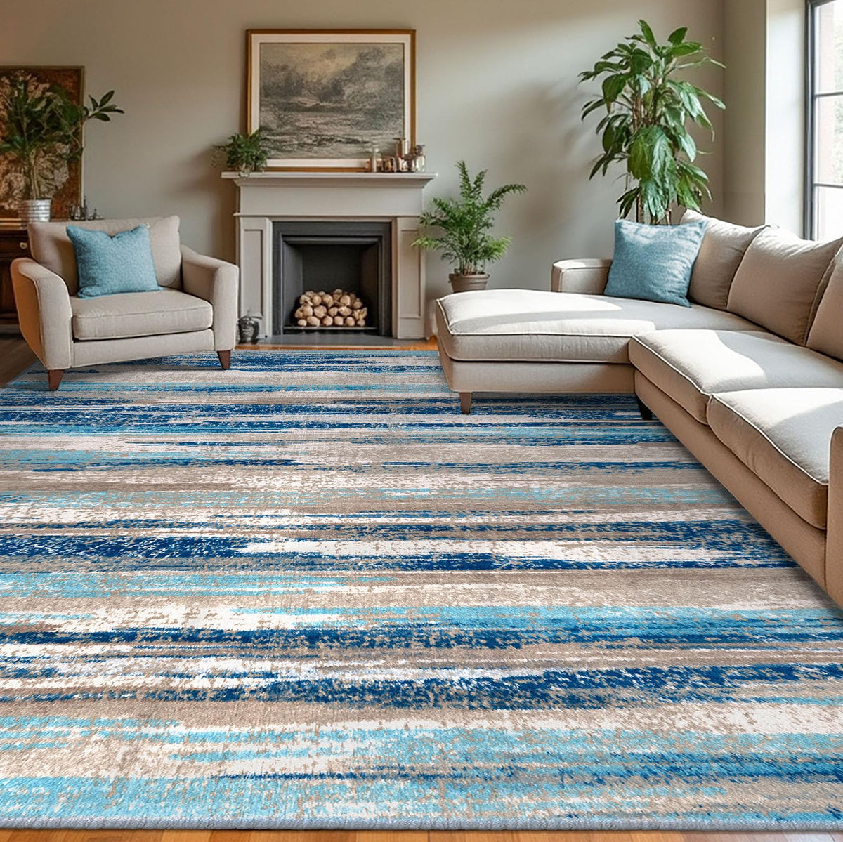 Lansny Abstract Washable 2x6 Runner Rug Non Slip Runners for Hallway