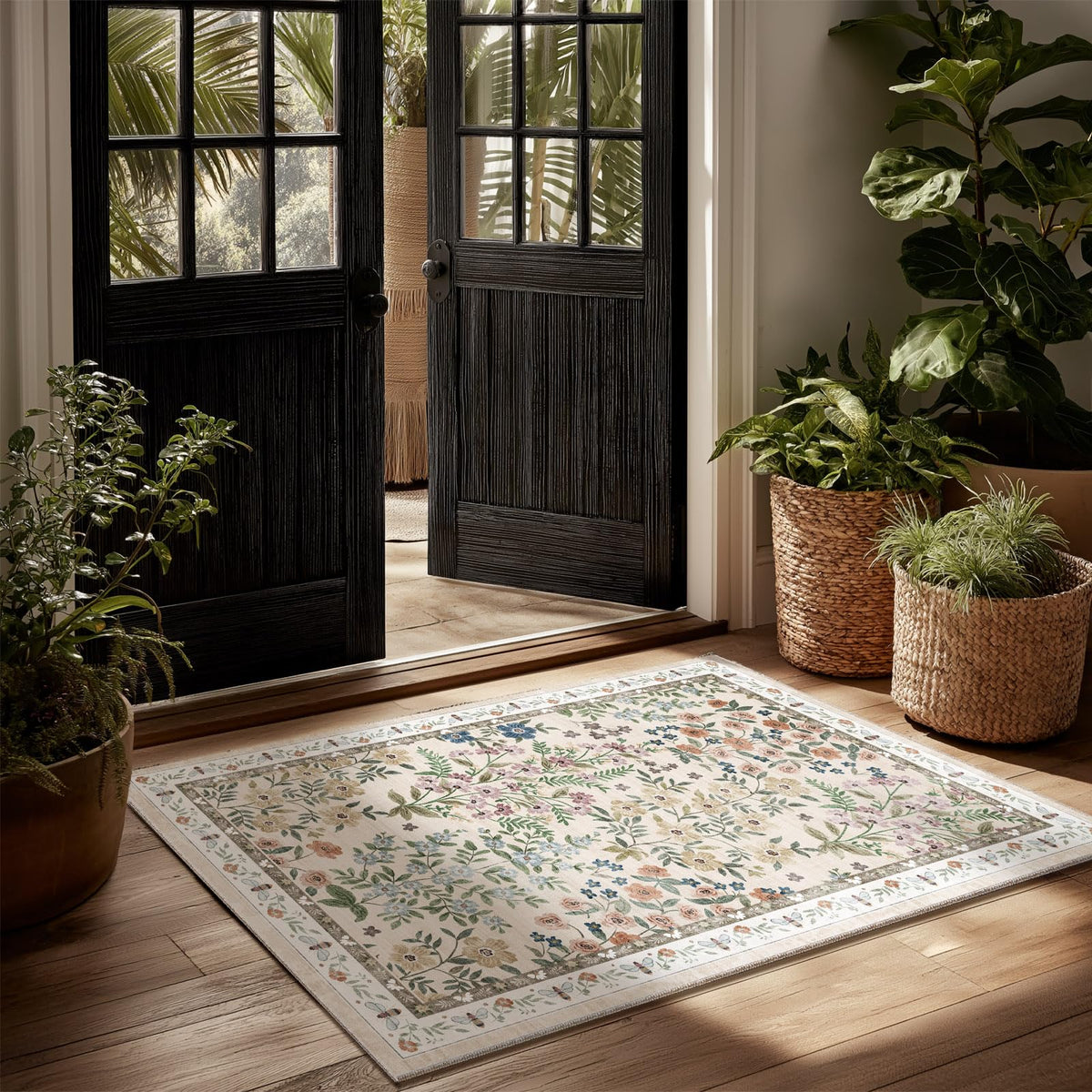 Machine Washable Small Rugs for Entryway: Door Mat Indoor Entrance 2x3 Throw Rug Non-Slip Low Pile Soft Kitchen Rugs for Front Door Indoor Entrance Entry Bedside Kids Room
