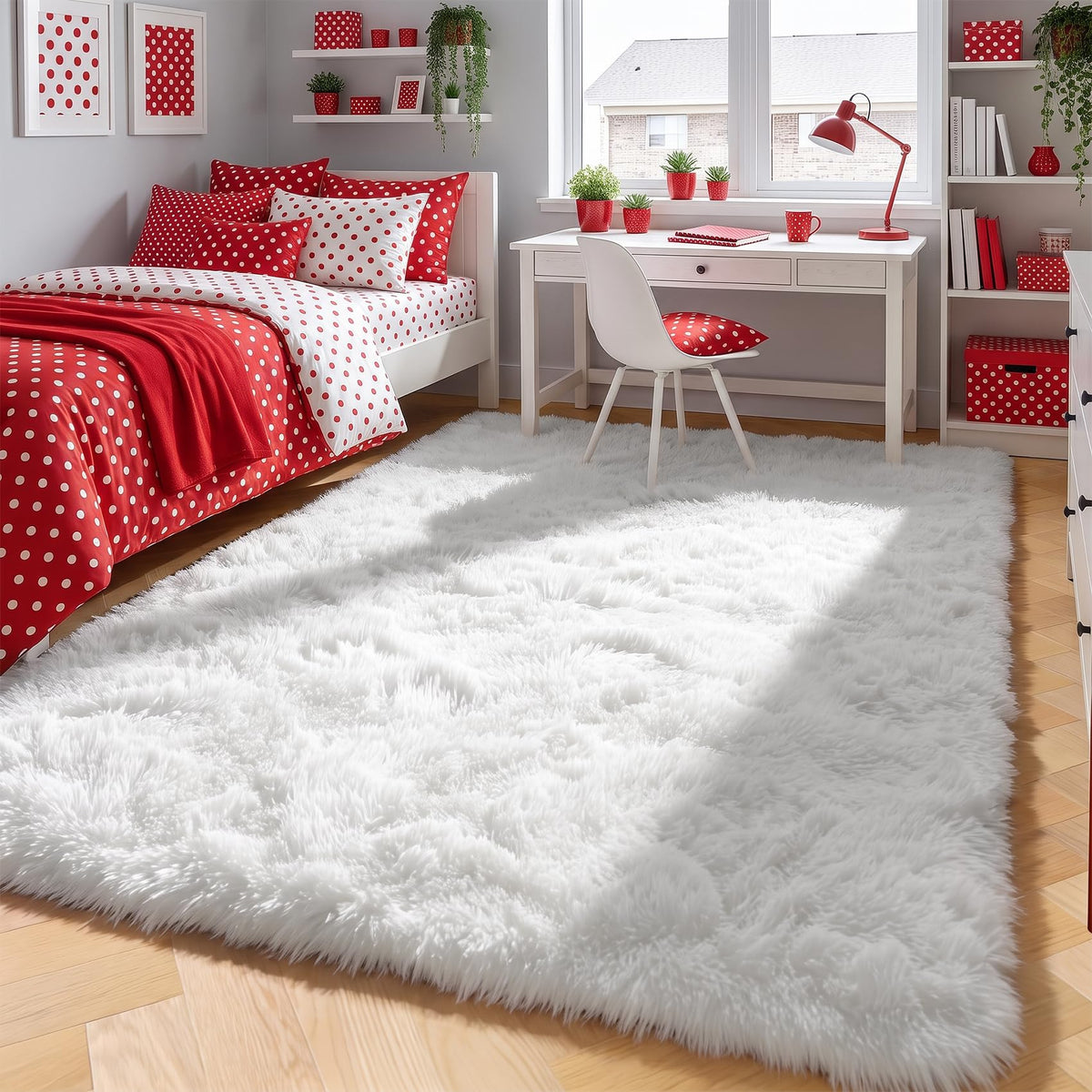 White Runner Rugs for Bedroom Living Room, Fluffy 2x6 Bedside Soft Area Rug