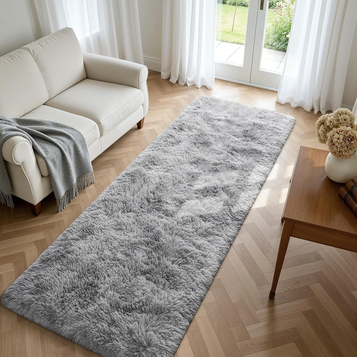 Deerhoo Runner Rugs 2x6 for Hallways Bedroom, Light Grey