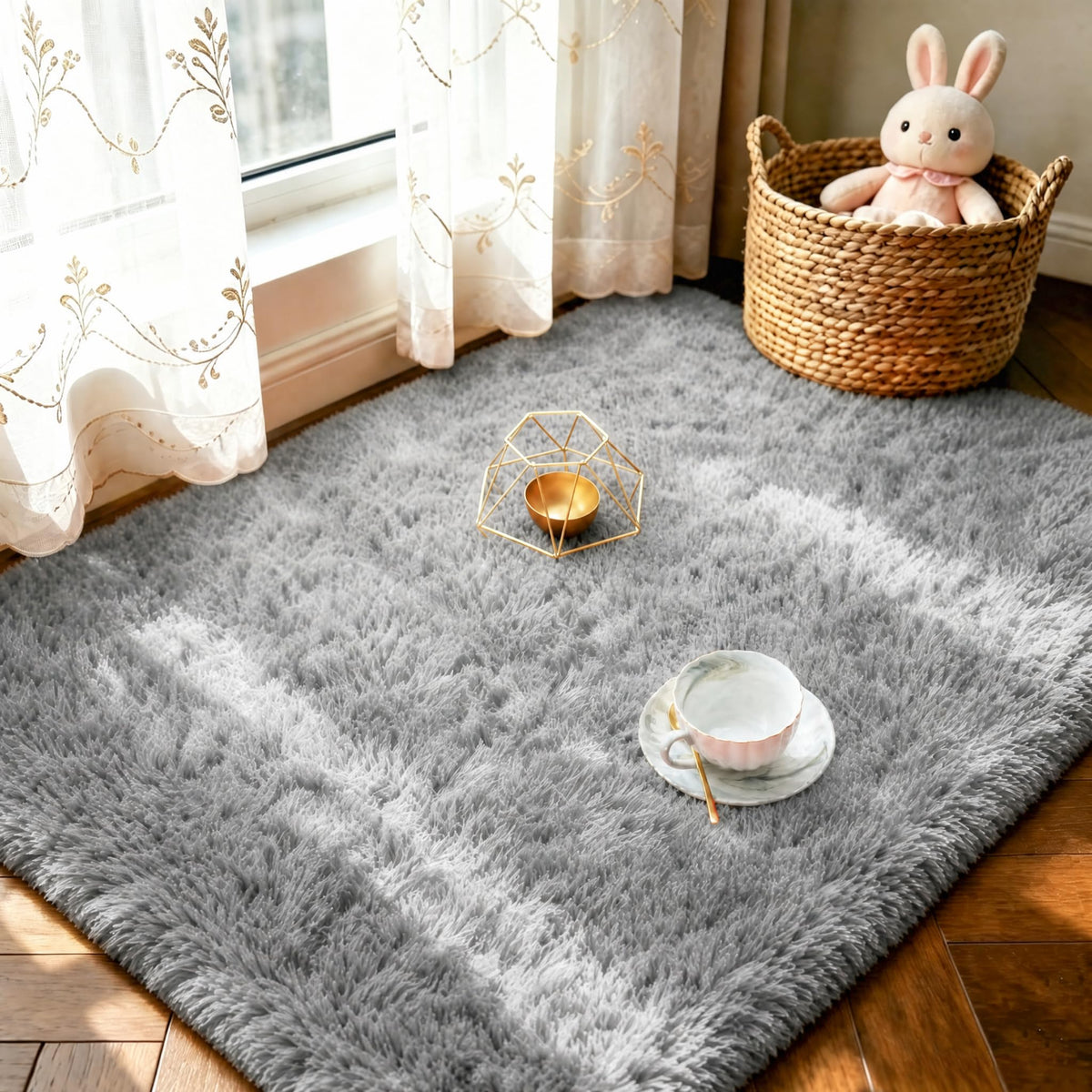 LOCHAS 2x3 Area Rugs Fluffy Living Room Carpets for Kids Bedroom, Brown
