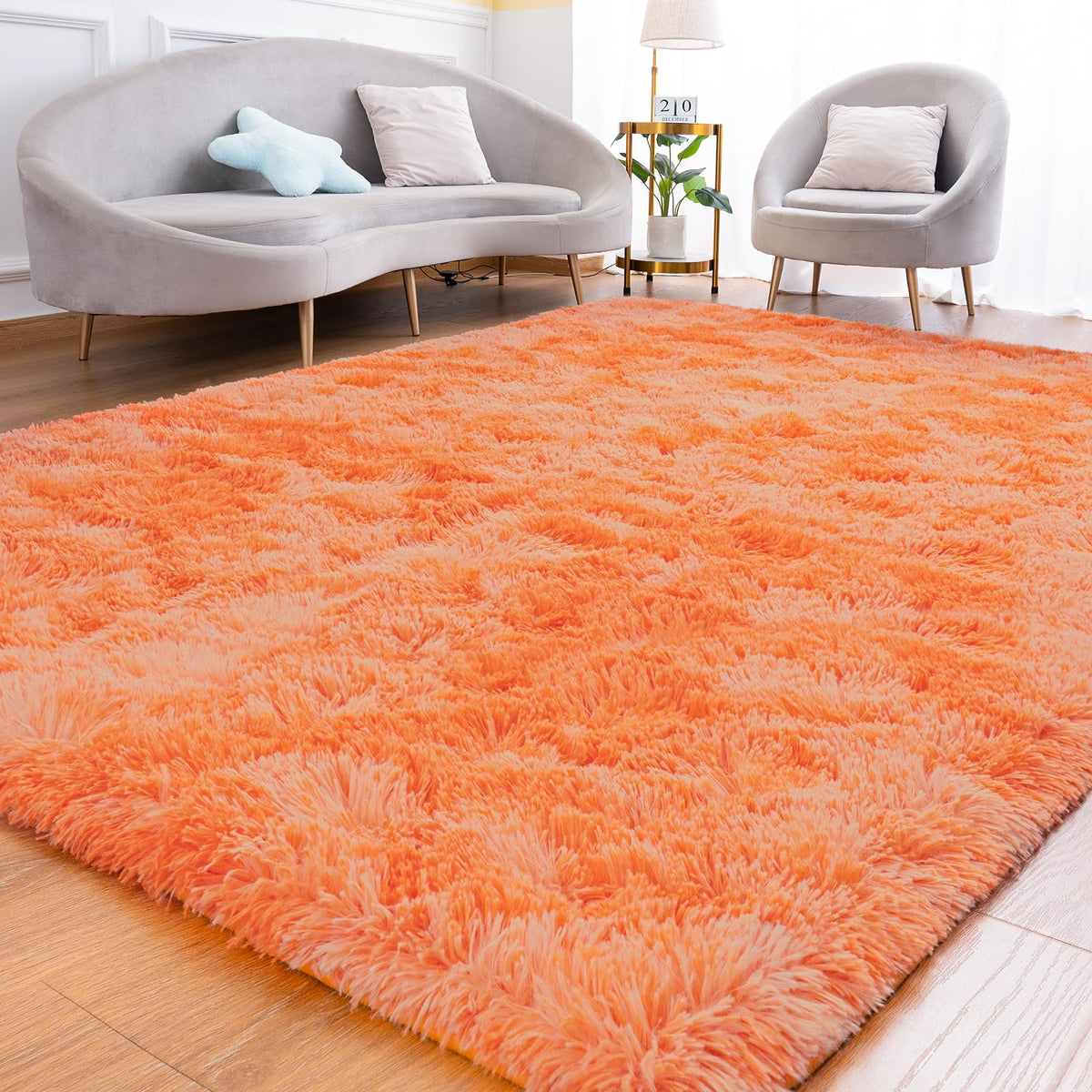 Goideal Fluffy Runner Rug for Bedroom Living Room, 2x6 Olive Green Bedside Rugs, Faux Fur Shag Modern Carpet Ultra Soft Girls Boys Room Home Decor, Solid