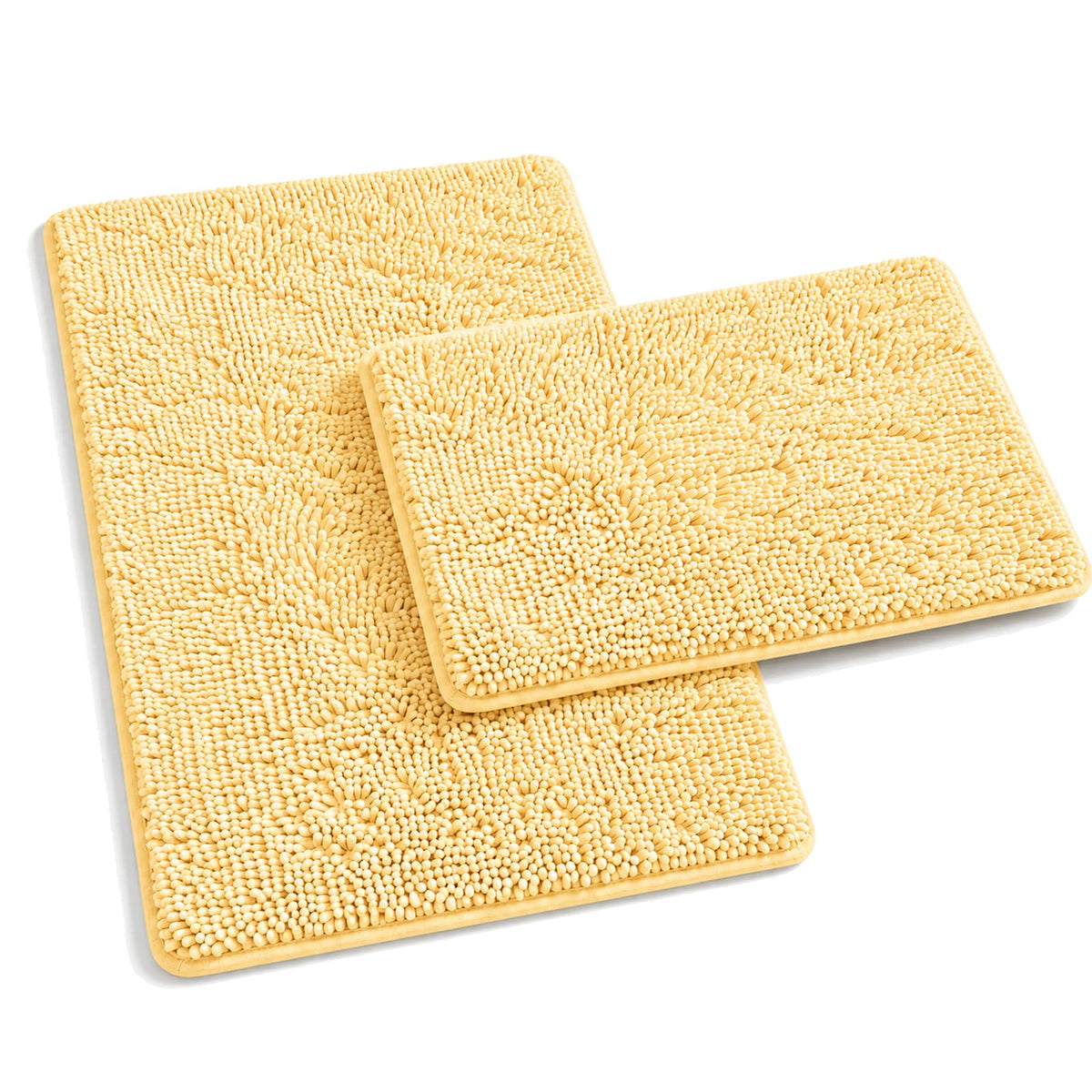 RUN HELIX Bathroom Rugs Set 2 Piece Thick Chenille Bath Mats, Soft Quick Dry Plush Absorbent Bath Rugs with Non-Slip PVC Backing, 32x20+24x16 Inch Black