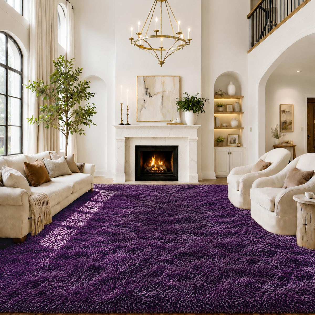 Small Shag Area Rug for Bedroom, 2x3 Cream Soft Plush Carpet