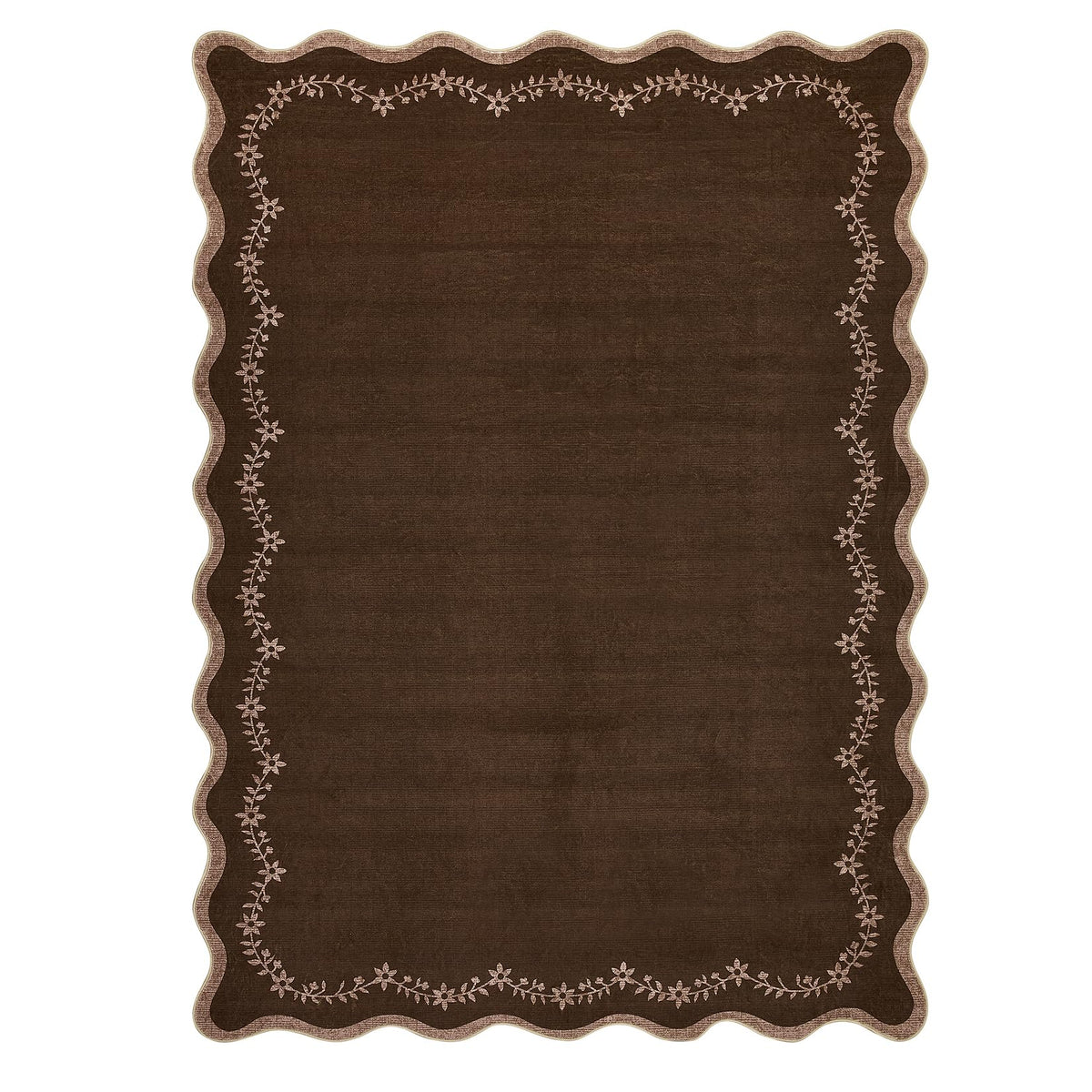 GarveeHome 3x5 Scalloped Washable Area Rug Non Slip Bedroom Entryway Rug