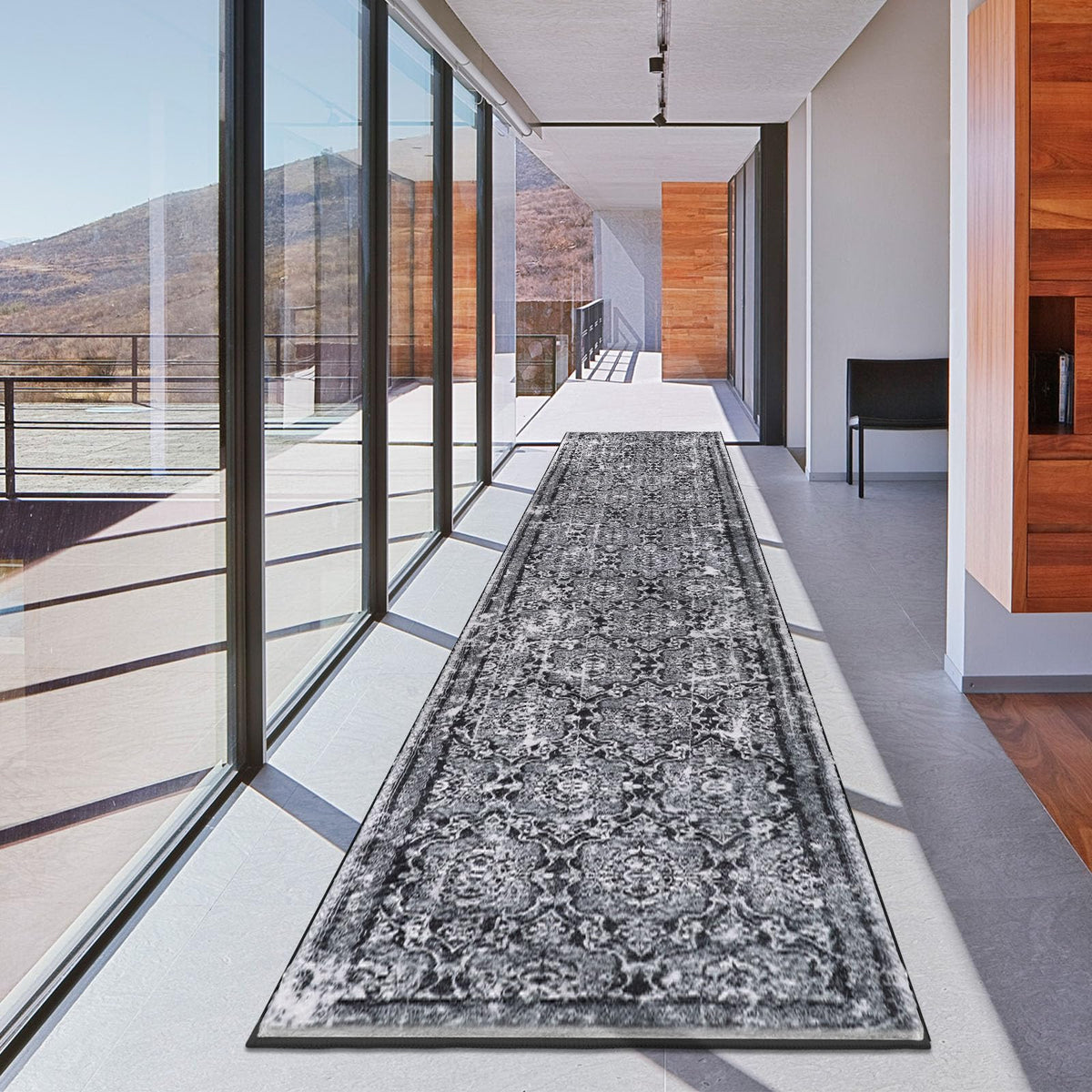 Vaukki Hallway Runner 2x6 ft, Grey Vintage Shaggy Soft Kitchen Rug