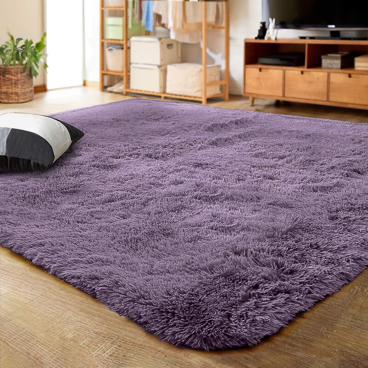 LOCHAS 2x3 Area Rugs Fluffy Living Room Carpets for Kids Bedroom, Brown