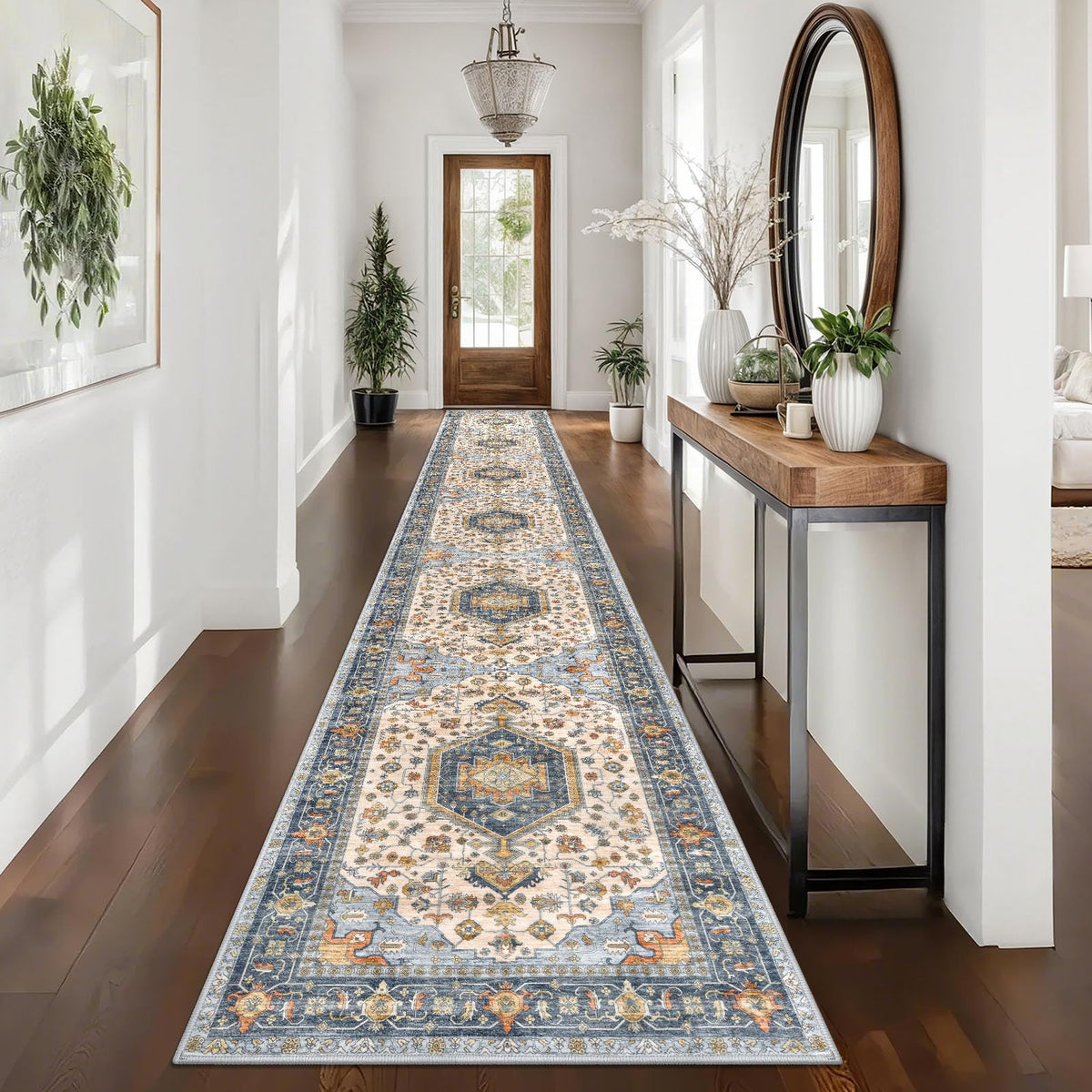 KUTA Entryway Rugs Indoor Washable Small Area Rug 2x3 Blue Entrance Carpet