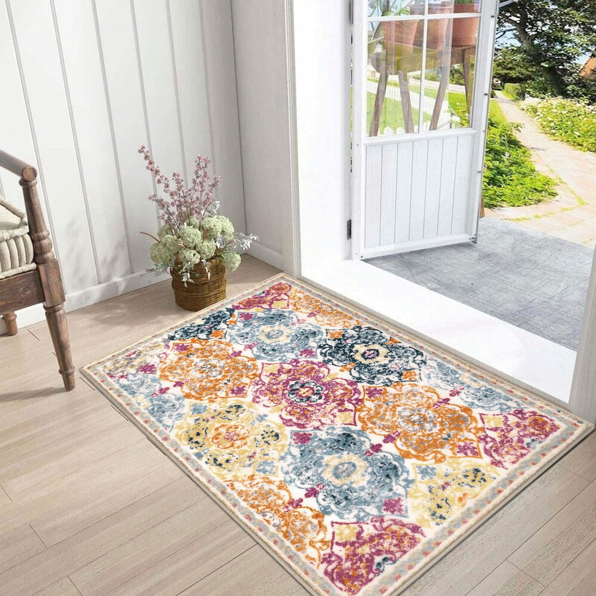 Vaukki Hallway Runner 2x6 ft, Grey Vintage Shaggy Soft Kitchen Rug